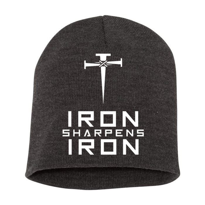 Iron Sharpens Iron Christian Faith Short Acrylic Beanie