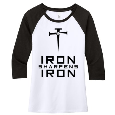 Iron Sharpens Iron Christian Faith Women's Tri-Blend 3/4-Sleeve Raglan Shirt