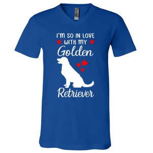 I'm So In Love With My Golden Retriever Valentines Day Gift V-Neck T-Shirt