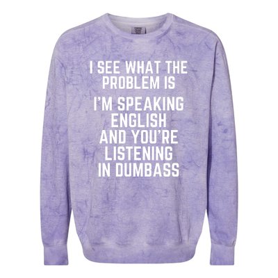 I'm Speaking In English & You're LIstening In Dumbass Funny Colorblast Crewneck Sweatshirt