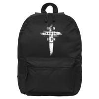 Iron Sharpens Iron Proverbs 2717 Christian 16 in Basic Backpack