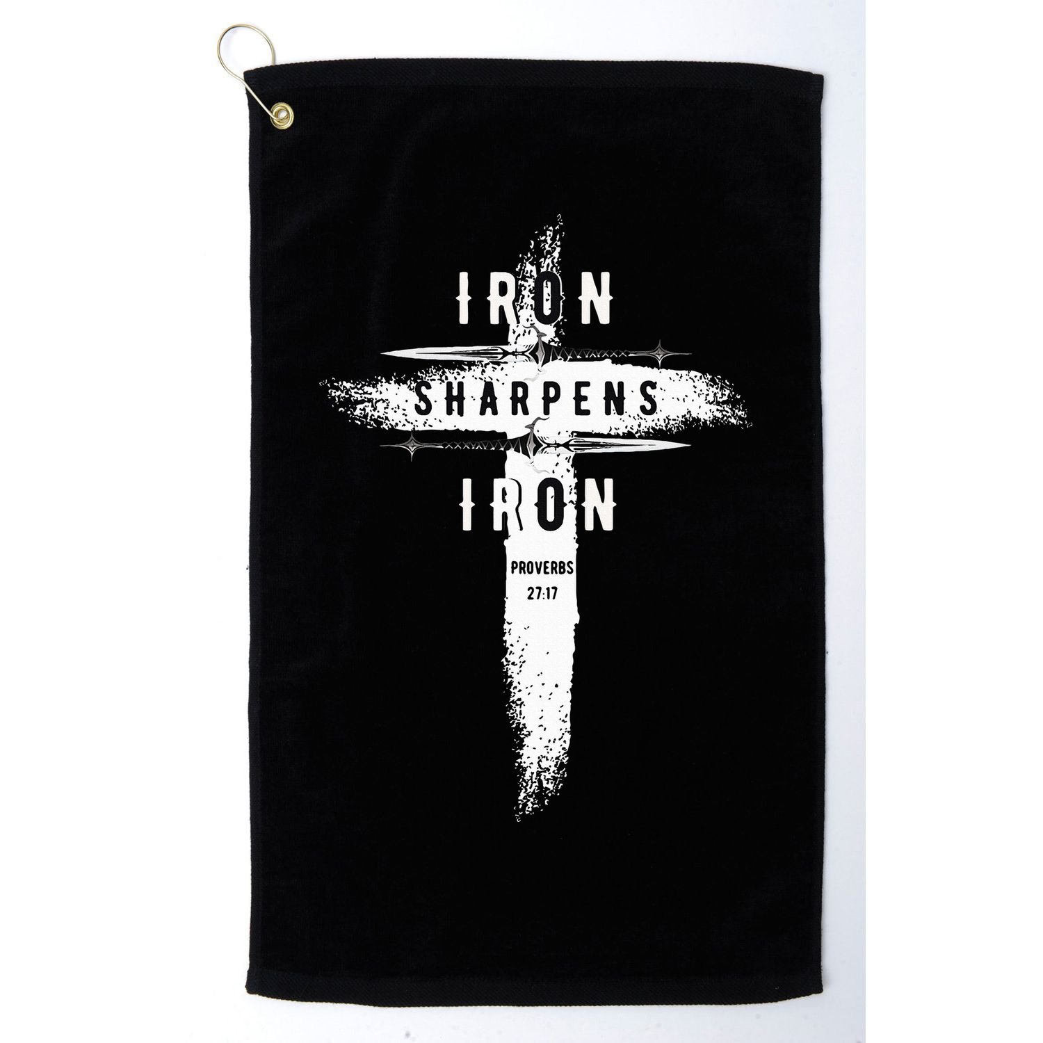 Iron Sharpens Iron Proverbs 2717 Christian Golf Towel