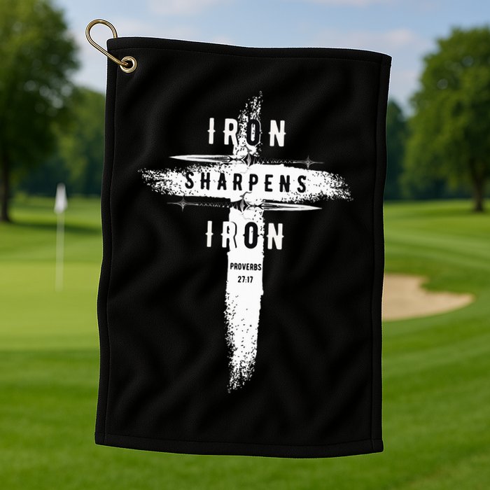 Iron Sharpens Iron Proverbs 2717 Christian Golf Towel