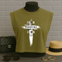 Iron Sharpens Iron Proverbs 2717 Christian Garment-Dyed Women's Muscle Tee