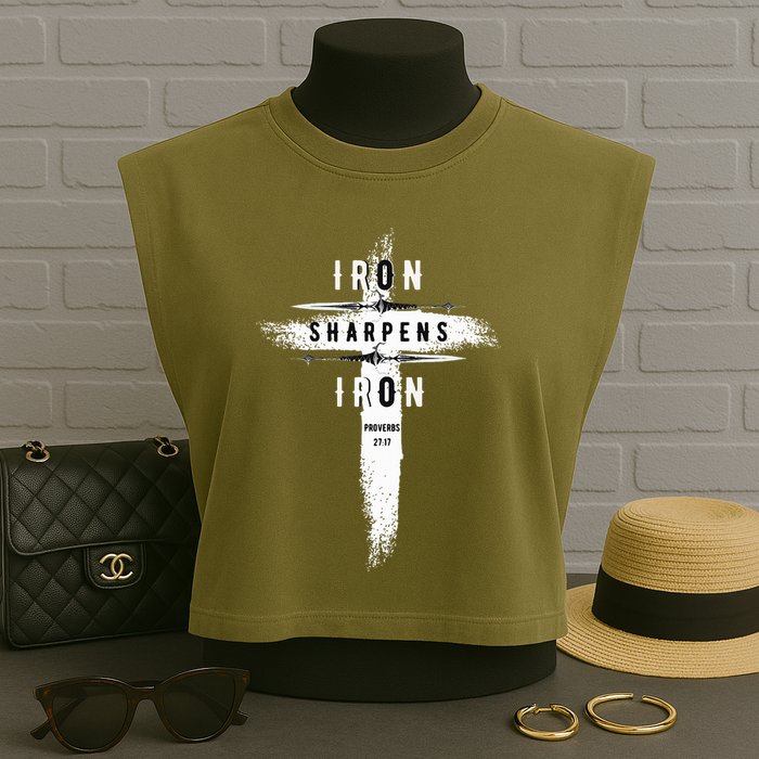 Iron Sharpens Iron Proverbs 2717 Christian Garment-Dyed Women's Muscle Tee