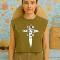 Iron Sharpens Iron Proverbs 2717 Christian Garment-Dyed Women's Muscle Tee