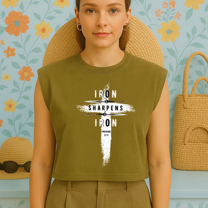 Iron Sharpens Iron Proverbs 2717 Christian Garment-Dyed Women's Muscle Tee