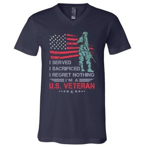 I Served I Sacrificed I Regret Nothing IM A U.S Veteran V-Neck T-Shirt