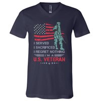 I Served I Sacrificed I Regret Nothing IM A U.S Veteran V-Neck T-Shirt