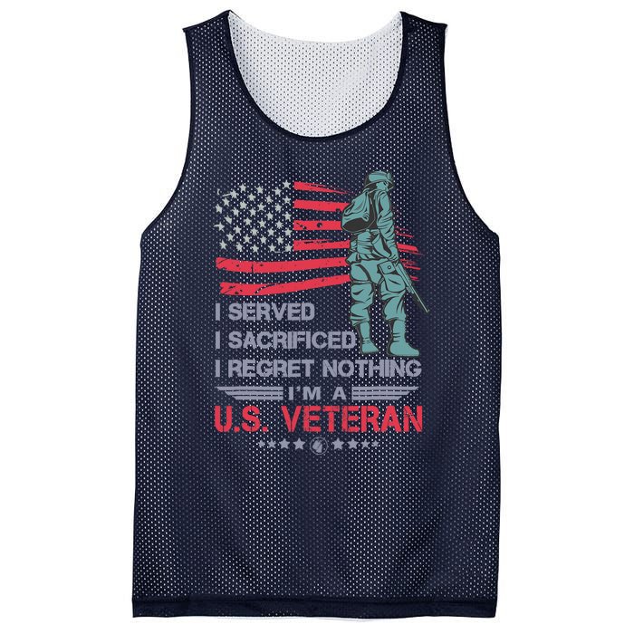 I Served I Sacrificed I Regret Nothing IM A U.S Veteran Mesh Reversible Basketball Jersey Tank