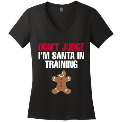 I'm Santa In Training Christmas Gingerbread Cookie Shirt Women's V-Neck T-Shirt