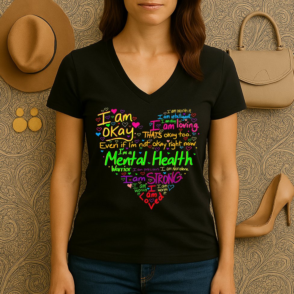 I'm Strong I'm Okay Funny Mental Health Awareness Women's V-Neck T-Shirt
