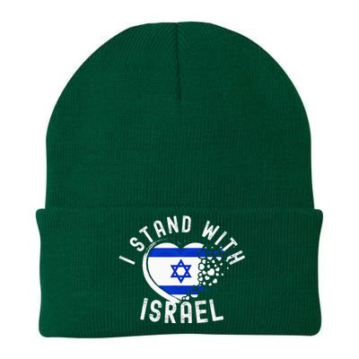 I Support Israel I Stand With Israel Heart Israeli Flag Knit Cap Winter Beanie