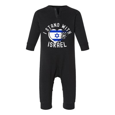 I Support Israel I Stand With Israel Heart Israeli Flag Infant Fleece One Piece