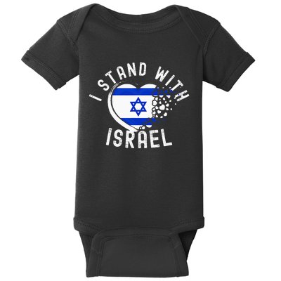 I Support Israel I Stand With Israel Heart Israeli Flag Baby Bodysuit