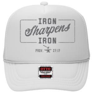 Iron Sharpens Iron Christian Bible Scripture Gym Workout High Crown Mesh Back Trucker Hat