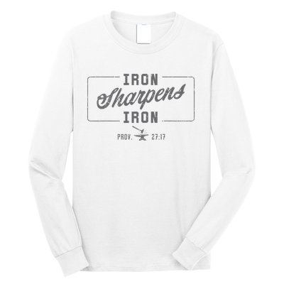 Iron Sharpens Iron Christian Bible Scripture Gym Workout Long Sleeve Shirt