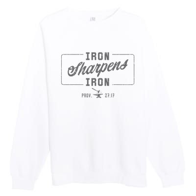 Iron Sharpens Iron Christian Bible Scripture Gym Workout Premium Crewneck Sweatshirt