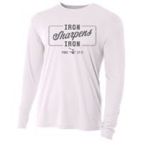 Iron Sharpens Iron Christian Bible Scripture Gym Workout Cooling Performance Long Sleeve Crew