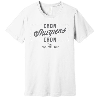 Iron Sharpens Iron Christian Bible Scripture Gym Workout Premium T-Shirt