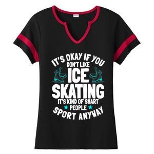 Ice Skating Ice Skates Figure Skater Skating Sport Ladies Halftime Notch Neck Tee