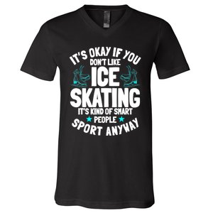 Ice Skating Ice Skates Figure Skater Skating Sport V-Neck T-Shirt