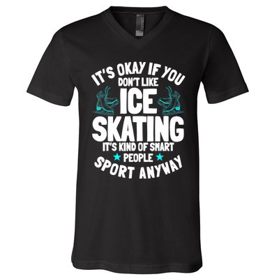 Ice Skating Ice Skates Figure Skater Skating Sport V-Neck T-Shirt