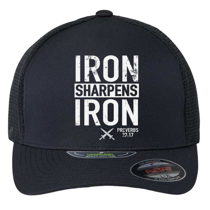 Iron Sharpens Iron Proverbs 27:17 Christian Flexfit Unipanel Trucker Cap