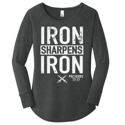 Iron Sharpens Iron Proverbs 27:17 Christian Women's Perfect Tri Tunic Long Sleeve Shirt