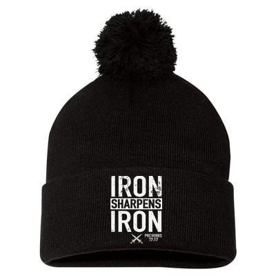 Iron Sharpens Iron Proverbs 27:17 Christian Pom Pom 12in Knit Beanie