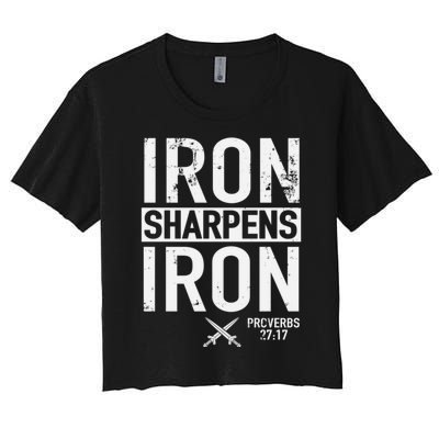 Iron Sharpens Iron Proverbs 27:17 Christian Women's Crop Top Tee