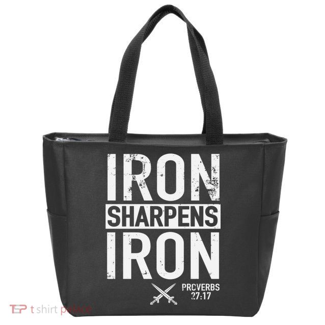 Iron Sharpens Iron Proverbs 27:17 Christian Zip Tote Bag