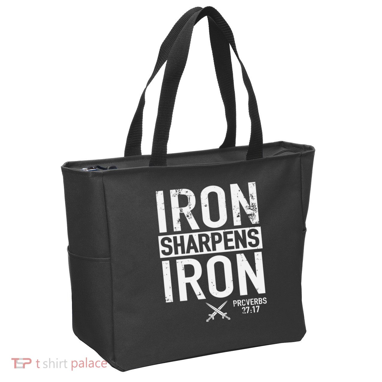 Iron Sharpens Iron Proverbs 27:17 Christian Zip Tote Bag
