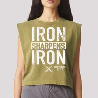 Iron Sharpens Iron Proverbs 27:17 Christian Garment-Dyed Women's Muscle Tee