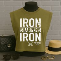 Iron Sharpens Iron Proverbs 27:17 Christian Garment-Dyed Women's Muscle Tee