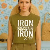 Iron Sharpens Iron Proverbs 27:17 Christian Garment-Dyed Women's Muscle Tee