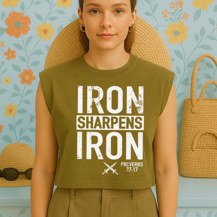 Iron Sharpens Iron Proverbs 27:17 Christian Garment-Dyed Women's Muscle Tee