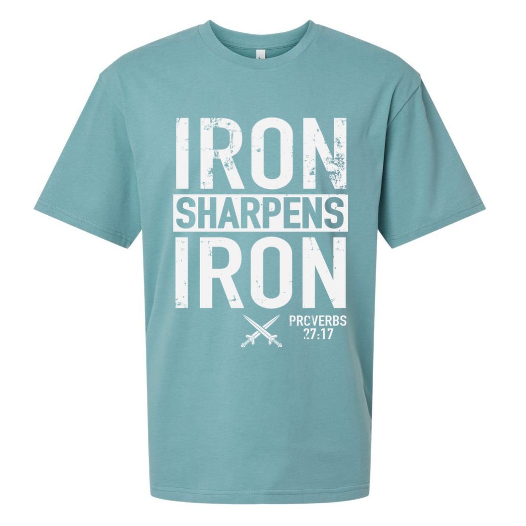 Iron Sharpens Iron Proverbs 27:17 Christian Sueded Cloud Jersey T-Shirt