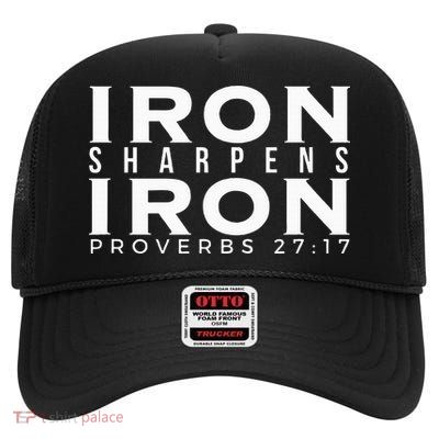 Iron Sharpens Iron Proverbs 2717 High Crown Mesh Back Trucker Hat