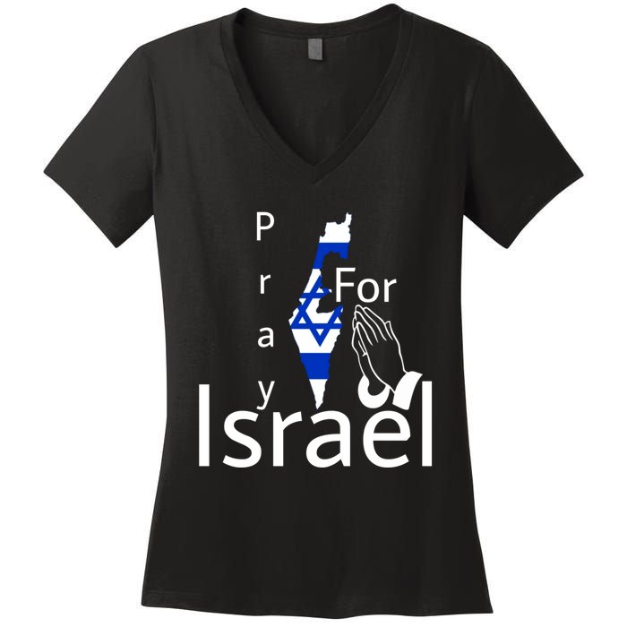 Israel Strong I Stand With Israel Usa Israeli Flag Support Women's V-Neck T-Shirt