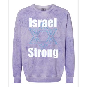 Israel Strong I Stand With Israel Usa Israeli Flag Support Colorblast Crewneck Sweatshirt