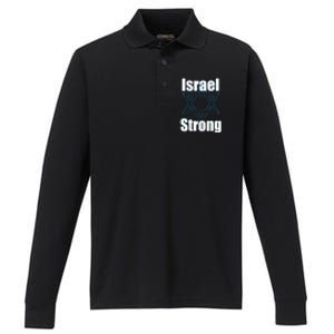 Israel Strong I Stand With Israel Usa Israeli Flag Support Performance Long Sleeve Polo