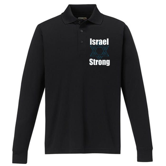 Israel Strong I Stand With Israel Usa Israeli Flag Support Performance Long Sleeve Polo