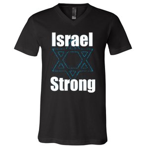 Israel Strong I Stand With Israel Usa Israeli Flag Support V-Neck T-Shirt