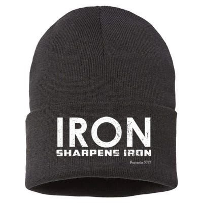 Iron Sharpens Iron Funny Gift Sustainable Knit Beanie