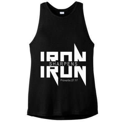 Iron Sharpens Iron Bible Jesus Faith Religious Christian Ladies PosiCharge Tri-Blend Wicking Tank