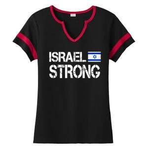 Israel Strong I Stand With Israel Israeli Flag Support Ladies Halftime Notch Neck Tee