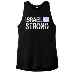 Israel Strong I Stand With Israel Israeli Flag Support Ladies PosiCharge Tri-Blend Wicking Tank