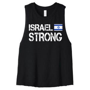 Israel Strong I Stand With Israel Israeli Flag Support Women's Racerback Cropped Tank