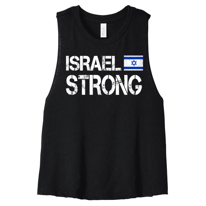 Israel Strong I Stand With Israel Israeli Flag Support Women's Racerback Cropped Tank